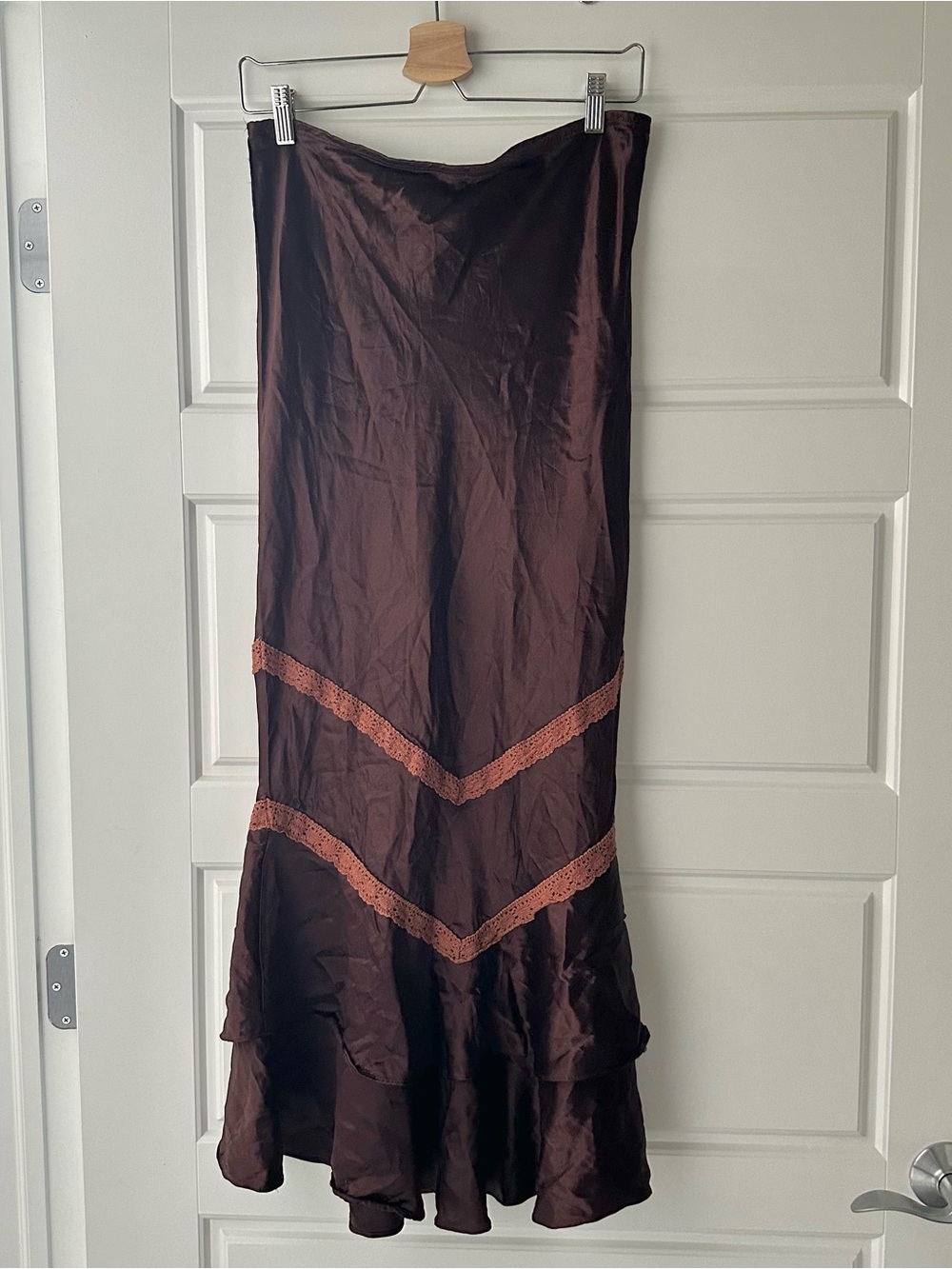 Wet Seal Y2K Silk Like Ruffled Maxi Skirt Sz L